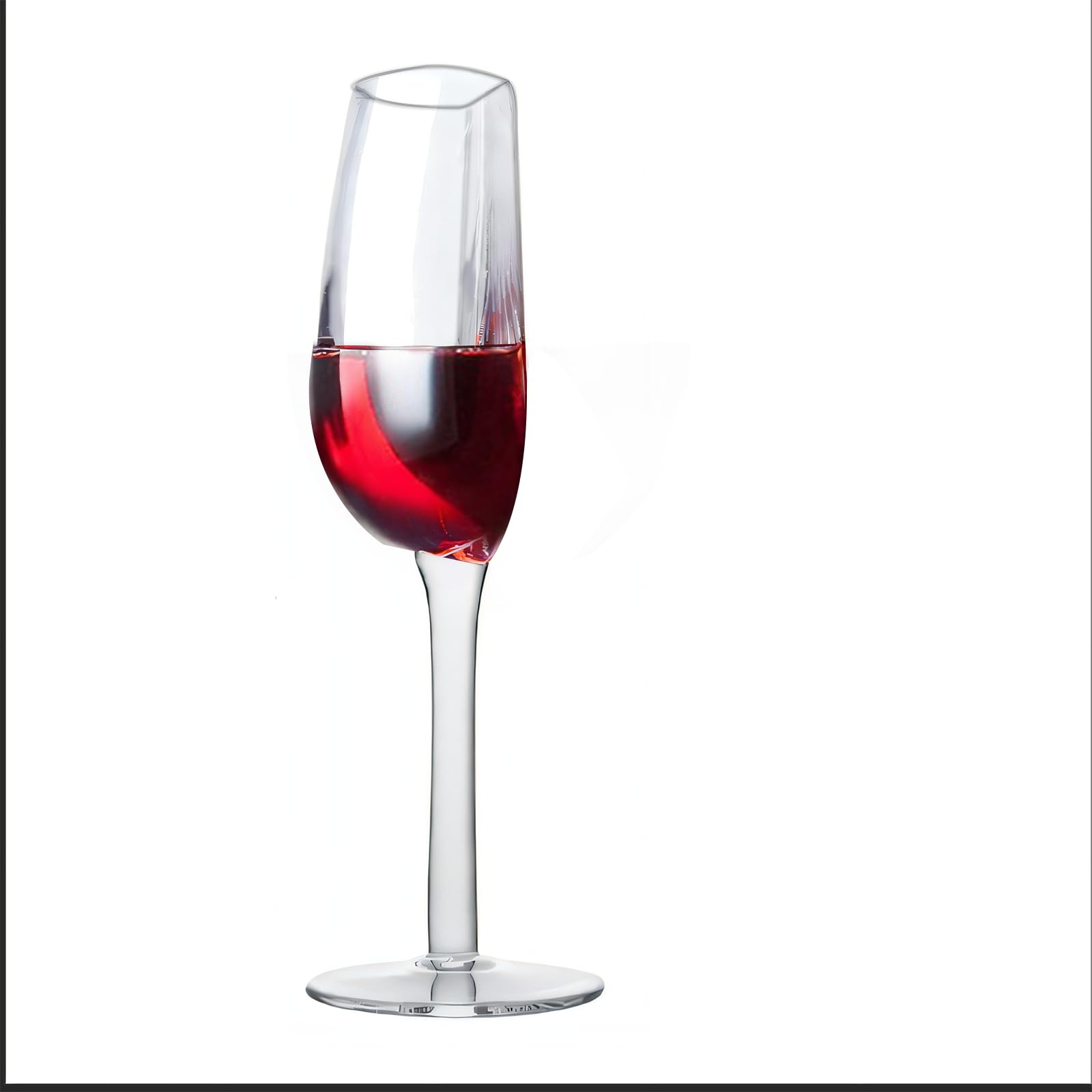 YILANJIN Half A Glass of Wine, 140ML Novelty Halved Shape Wine Glass, Long Stemmed Half Red Wine Cup, Transparent Creative Wine Glass, Novelty Upside Down Glass, for KTV Bar Night Club Party