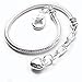 RUBYCA 10pcs White Silver Plated Heart Lobster European Snake Chain Bracelets fit Charm Beads 6.7