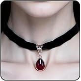INENIMARTJ Gothic Dark Vampire Velvet Choker Necklaces for Women Black Choker Necklace Red Black Blood Crystal Pendant Witch Necklace Vintage Goth Jewelry Halloween Costume Accessories
