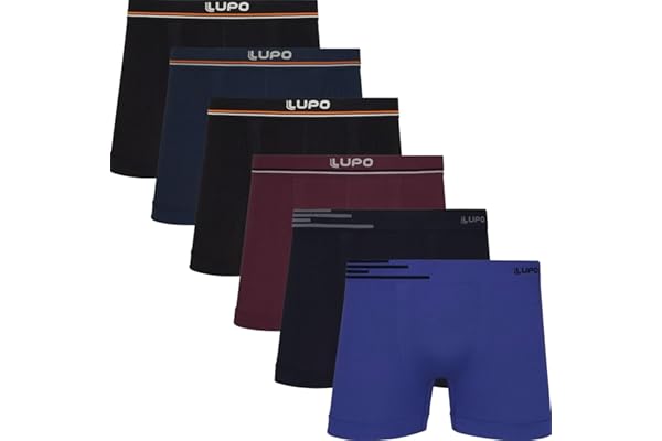 Kit 6 Cuecas Boxer Lupo Microfibra Poliamida Sem Costura Adulto Masculino