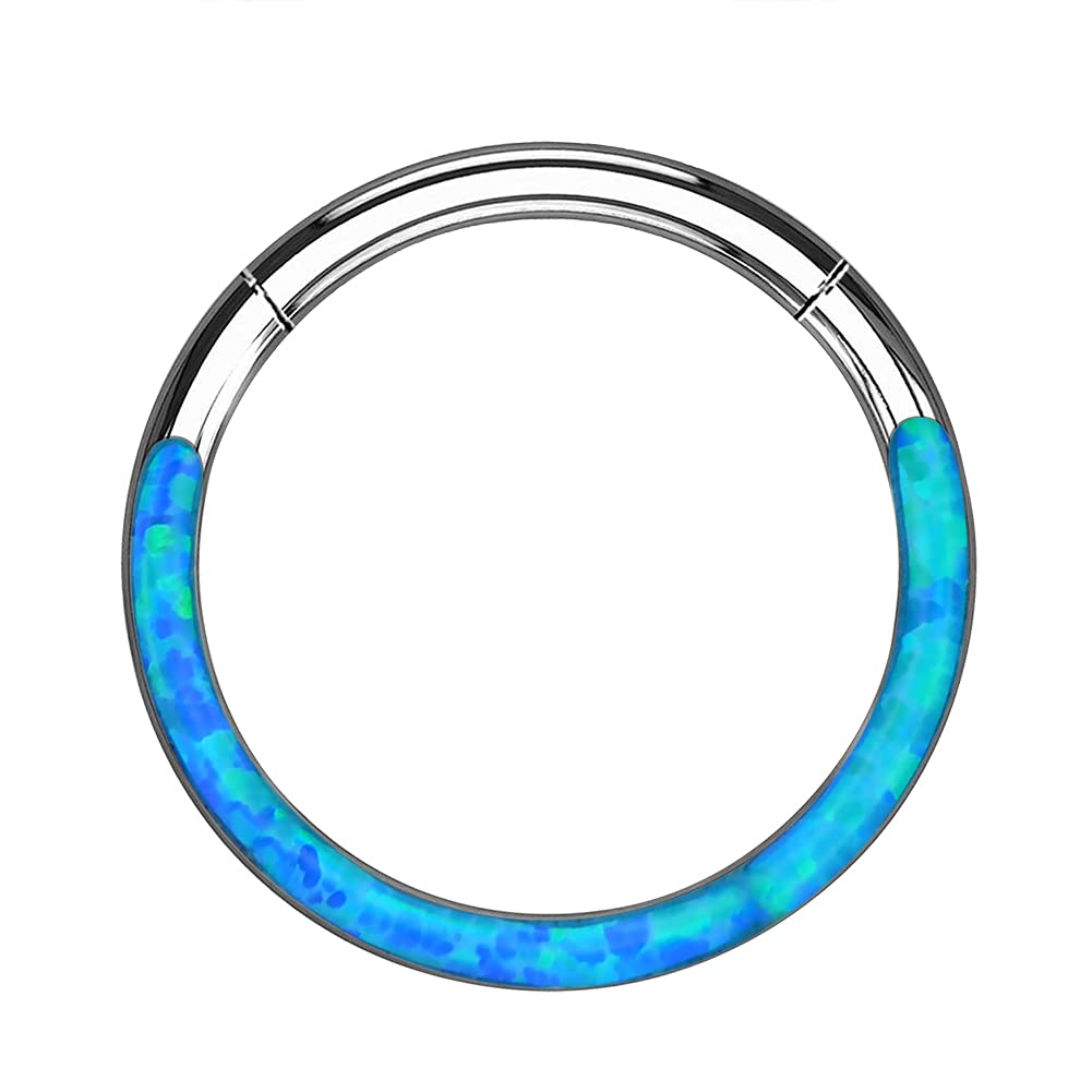 AVNIS Helix Piercing Jewelry for Women – Stainless Steel Blue Opal Nose Rings – 16G Septum Rings White – Modern and Elegant Nose Jewelry