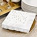 Confetti Hearts and Dots Beverage Cocktail Napkins - Set of 25 white paper napkins with gold foil