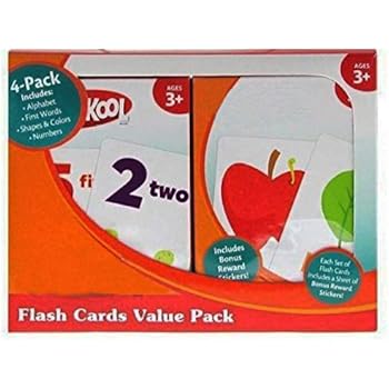 Playskool Flash Cards- 4 Sets of Flash Cards (Alphabet, Numbers, Colors and Shapes, First Words) - Packaging May Vary