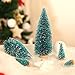 SATINIOR 60 Pieces Artificial Mini Christmas Tree Sisal Snow Trees Bottle Brush Christmas Trees Pine Trees Ornaments with Wooden Base for Christmas Party Home Decoration (6 Sizes, Blue Green)