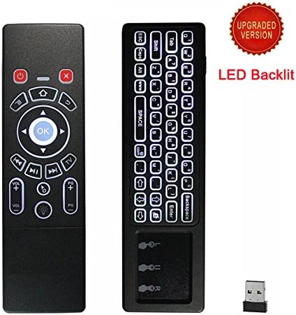 AUENLIPHTO Backlit Air Mouse Wireless Keyboard With infrared Remote Mouse Combo 2.4GHz Mouse Touchpad Combo Best For Android tv box HTPC IPTV (Black)FS-100LR