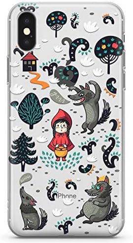 iPhone 10 Case, iPhone X Case, Little Red Riding Hood Phone Case by Casechimp | Clear Ultra Thin Lightweight Gel Silicon TPU Protective Cover | Fairy Tale Pattern Cute Fantasy Love