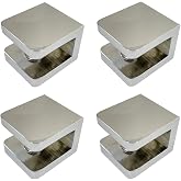 Pack of 4 LuKLoy Shower Glass Clamp, No-drill-on-glass Fixed Panel Shower Door Clip Holder Bracket Support Fixed Panel U-Clamp (4, Square clamp for 6~10mm glass)