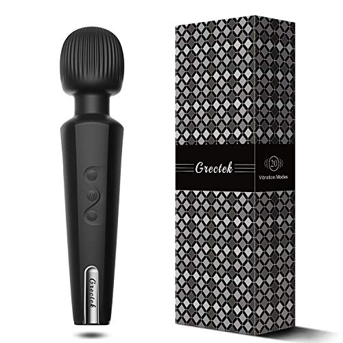 Grectek Wireless Full Body Wand Massager with Separate Electrical Motor,Handheld Waterproof Massager 20 Patterns,Therapeutic Powerful and Rechargeable for Stress Relief (Black) - Thumbnail 7