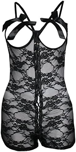 Deja Beauty Women's Sexy Open Cup Crotchless Lace Teddy S/M (6-12) Choose Color (Black - 6-12 (One Size))
