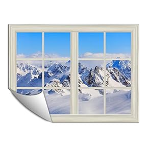 Wall Paper Small Wall Mural Snowscape Out of The Window Wall Art Removable Wall Decoration for Bedroom Living Room - 24x32 inches