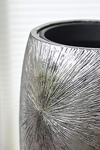VIVANNO Pflanzkübel Design-Pflanzgefäß Fiberglas ROYAL Silber Schwarz 107 x 50 cm – Bild 5