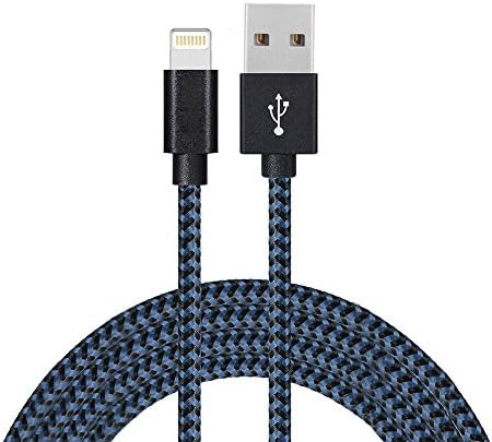 Lightning Charge Cable, Nylon Braided 10ft Extra Long iPhone Charging Charger Cable for iPhone X / 8 / 8 Plus / 7 / 7 Plus / 6 / 6 Plus / 5S,iPad,iPod Nano 7 (BlueBlack)