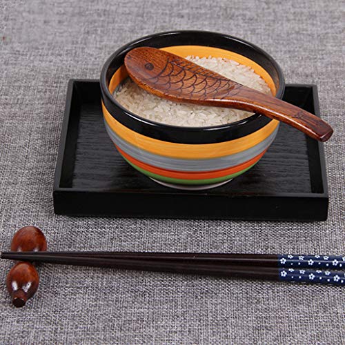 Fheaven Wooden Paddle Fish Type Pattern Rice Food Spoon Kitchen Cooking Tools Utensil Scoop (Brown)