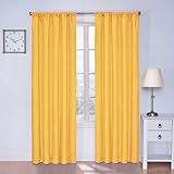 Eclipse Kids Microfiber Room Darkening Window Curtain Panel, 42 x 84-Inch, Mimosa