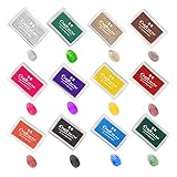 Ink Stamp Pads, ANRAIN Fingerprint Stamp Pad for Kids, Washable Craft Ink Pads for Rubber Stamps, Paper, Scrapbooking, Fabric (Pack of 12)