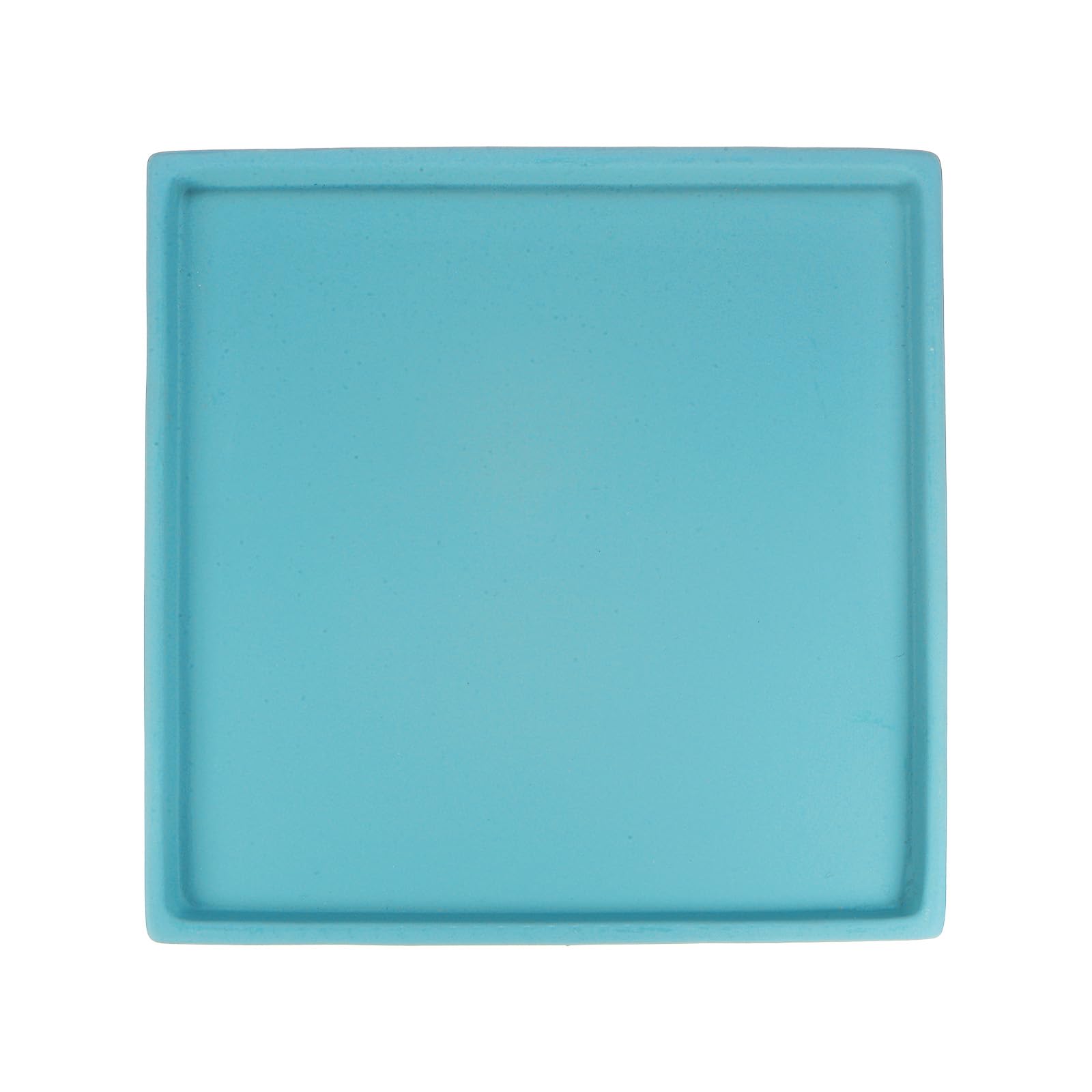 M METERXITY Ceramic Plant Saucer, 8 Inch Plant Water Catcher Tray, Plant Pot Saucers for Indoor/Outdoor Plants/Flower Drainage Drip Water Tray [Square Lake Blue]