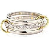 BQKBX Gold Silver Stackable Rings for Women Non Tarnish 18K Gold Plated Rings Stackable Rings Set Dainty Cubic Zirconia CZ Trendy Ring Gold Silver Jewelry Gift for Women