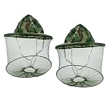 NYKKOLA 2pcs Camouflage Anti-Mosquito Bee Bug Insect Fly Mask Cap Hat with Head Net Mesh Face Protection Outdoor Fishing Equipment Beekeeping Supplies