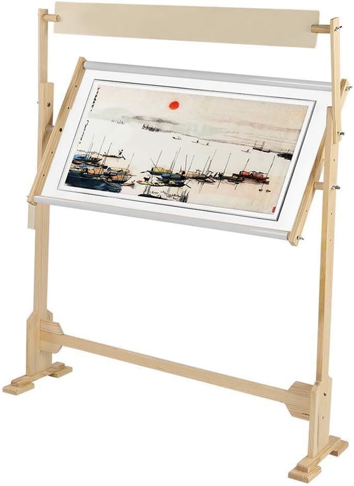 I eat tomatoes Z Embroidery Stand, Large Size Embroidery Stand Adjustable Wood Cross Stitch Frame Stand for Cross Stitch Floor Needlework 5r2y4z