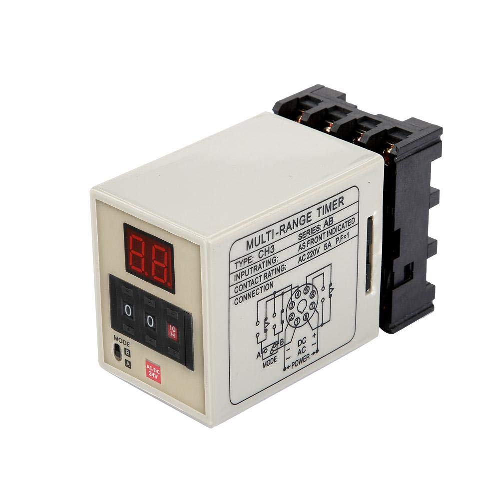 Timer Relay Module, AH3-DM Dual Mode Delay Timer Relay 0.01S-99H LED Display On/Off Switch Relay Module (AC/DC 24V)