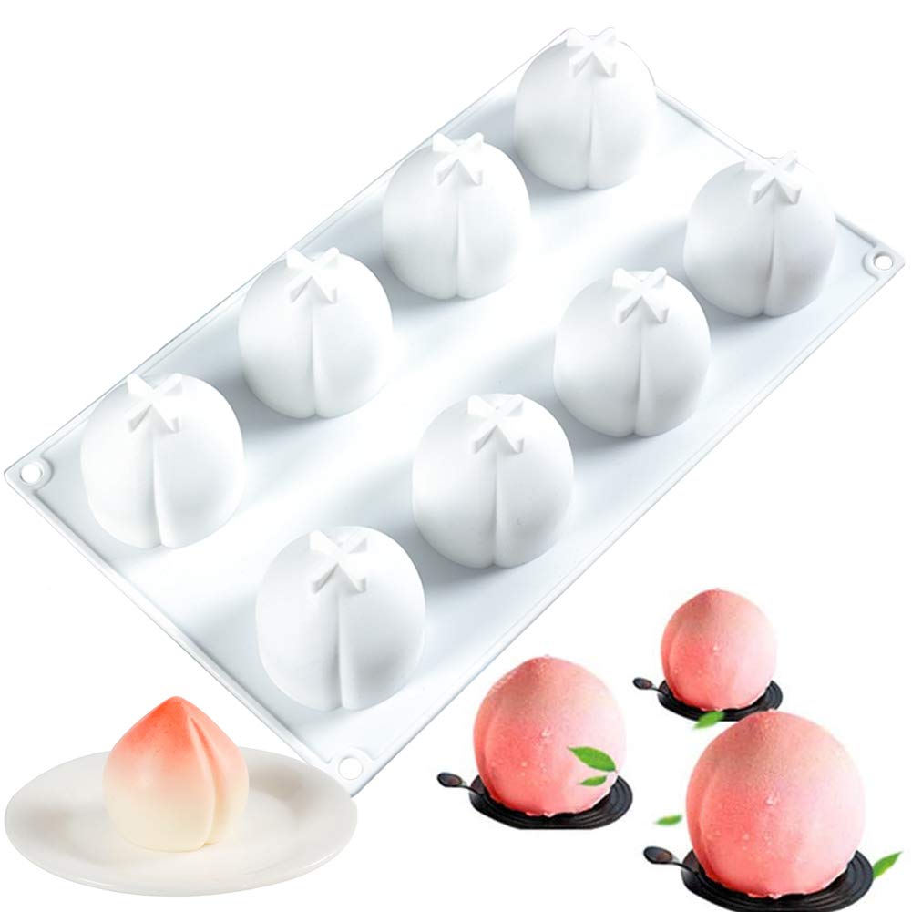 Photo 1 of OCPO KITCHEN Peach Silicone Mold for Baking Mousse Cake, Fruit French Dessert, Pastry, Chocolate, Pudding, Jelly, Ice Cream, Cake Decoration Mold, 3D Peach Shape (8-cavity)
