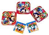 Mickey Mouse Disney Clubhouse Playtime Square Dinner Plates (24 Plates) and 32 Luncheon Napkins. Party Pack.