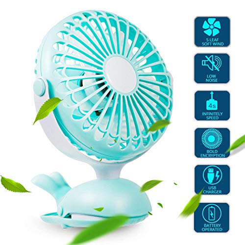 Clip Fan Portable Mini USB - Battery Operated Fan Silent Desk Fan, 360 Rotation, Rechargeable Battery Powered Fan, Small Cooling Quiet for Stroller, Bedroom, Office, Woman, Kids, Travel