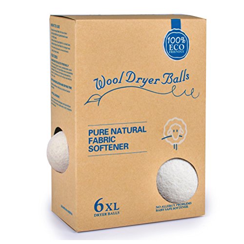 image for Yazer Pack of 6 Wool Dryer Balls XL Handmade Organic Zealand Natural F