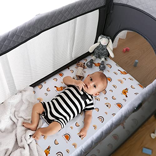Besrey Pack N Play Sheets, Premium Stretch Fitted Portable Mini Cribs