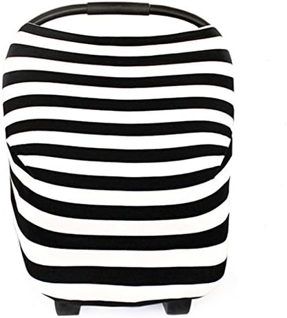 Premium Nursing Breastfeeding Cover Scarf - VOFO Baby Car Seat Canopy, Shopping Cart, Stroller, Carseat Covers for Girls and Boys - Perfect Gift! (White Black A)