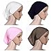 Ksweet 4pcs Lightweight Hijab Cap Under Scarf Women Tube Bonnet Cap Elastic Underscarves Inner Hijab Caps (Black+Beige+Pink+Light brown )