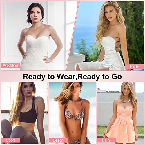 Boob Tape, Replace Your Bra-Instant Breast Lift Tape for A-G, Bob Tape for Breast Lift with 1 Breast Tape, 5 Pairs Satin Breast Petals, 1 Pair Silicone Nipple Stickers, 10 PCS Double Side Tape (2inch)