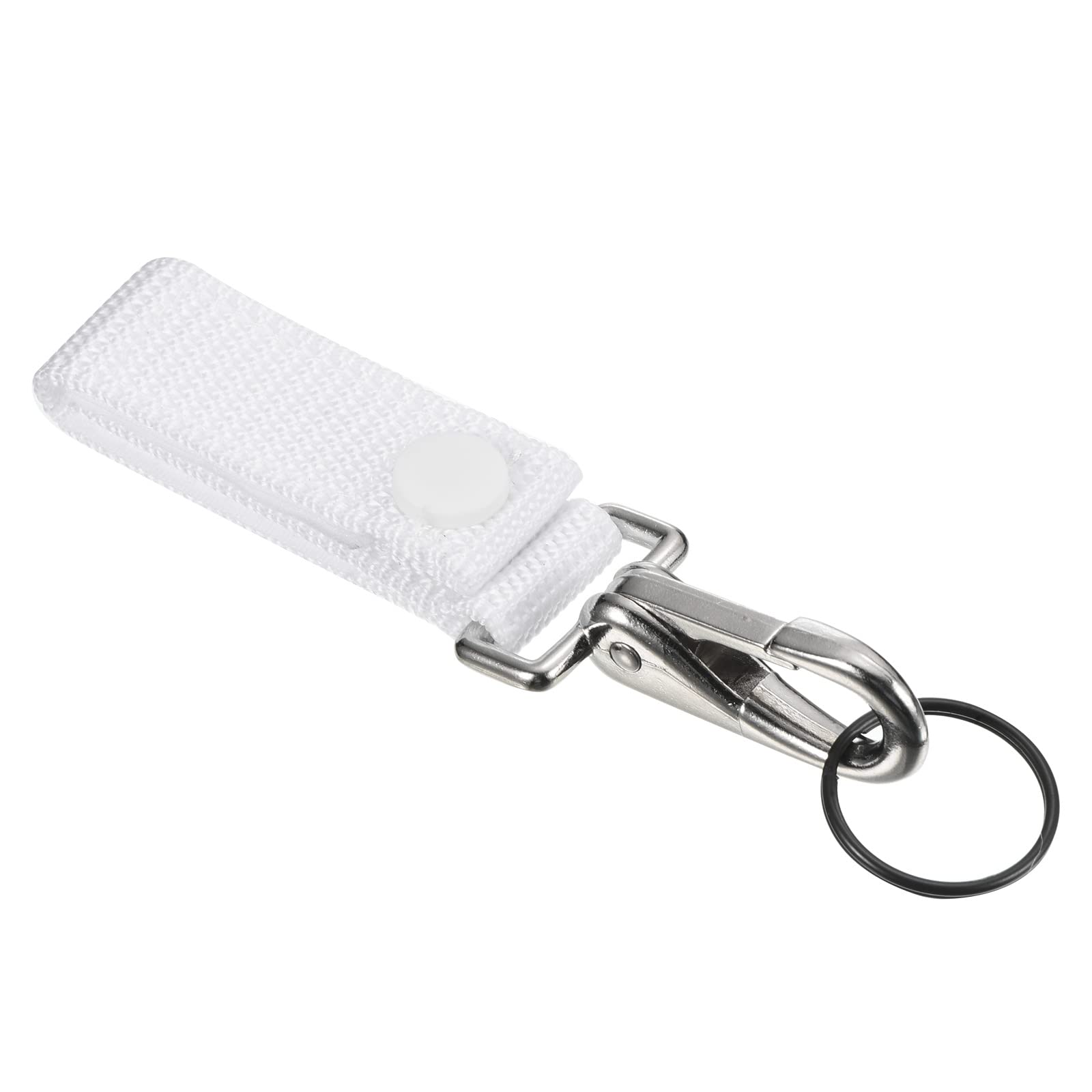 PATIKIL Belt Keeper Key Ring, Nylon Webbing Strap Hanging Gear Buckle with Snap Key Holder for Outdoor Camping, White