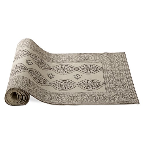Tag - henna block print runner, natural/black