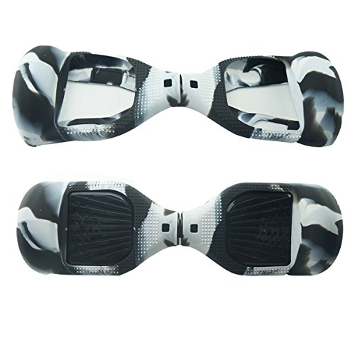 FBSport Silicone Case Scratch Protector Wrap Rubber Cover for 6.5 Inch 2 Wheels Balance Scooter White/Black