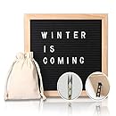 Changable Felt Letter Board with 580 Letters, Numbers &amp; Symbols,10x10 Inches, Changeable Wooden Message Board Sign, Oak Wood Frame,Wall Mount, With Free Canvas Bag, By AIMIUR