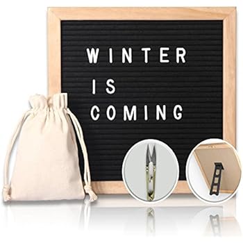 Changable Felt Letter Board with 580 Letters, Numbers & Symbols,10x10 Inches, Changeable Wooden Message Board Sign, Oak Wood Frame,Wall Mount, With Free Canvas Bag, By AIMIUR