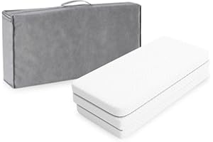 Waterproof Trifold Pack and Play Mattress Topper 38" x 26" x 2'', YUGYVOB Non-Slip Foldable Mattress for Babies and Toddlers,