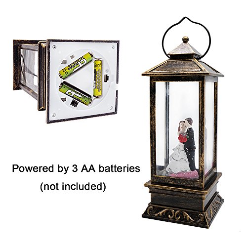 image for Eldnacele Battery Operated Lighted Wedding Snow Globle Water Snow Glit