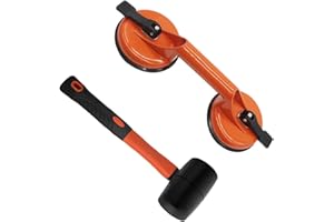 ZEROMALL Glass Lifting Suction Cups and Rubber Mallet Hammer for loor Gap Fixer Tool for Laminate Floor Gap Repair (Black)
