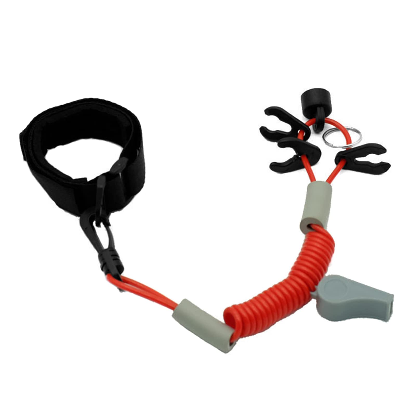 Lixada Outboard Boat Motor Kill Stop Switch Key Rope Safety Lanyard Tether Kill Switch Key Rope Set for Motorboat