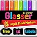 Liquid Chalk Markers Fine Tip (3 mm) set of 8 & 16 Chalkboard Labels