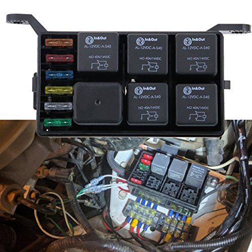 IZTOSS 12Slot Fuse Relay Box [6 Relays] [6 Blade Fuses] with 12V 40A