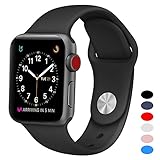 BANDEX Sport Band for Apple Watch 38mm, Soft Silicone Strap Replacement Wristbands for Apple Watch Sport Series 3 Series 2 Series 1(Black S/M)