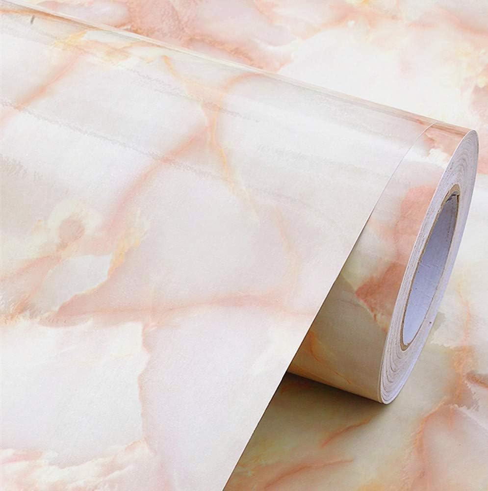 WDragon Gloss Pink Jade Marble Vinyl Granite Look Effect Sticker Decorative Paper Vinyl Wallpaper Decal Adhesive Removable 40cm by 200cm - Image 4