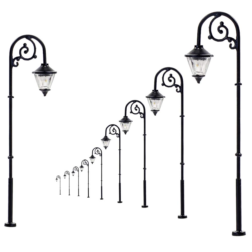 LYM57 10pcs Model Train 1:87 Single Head Street Lights HO Scale Lamp Post LEDs New Miniature Warm White