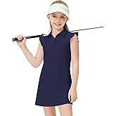 Soneven Girls Tennis Dresses Sleeveless Golf Dress with Shorts Ruffle Sleeve Athletic Dress with Pockets