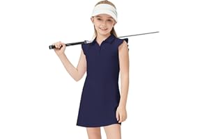Soneven Girls Tennis Dresses Sleeveless Golf Dress with Shorts Ruffle Sleeve Athletic Dress with Pockets