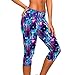 Ularmo Women's Printed High Waist Fitness Yoga Stretch Cropped Sport Pants, Purple, XL