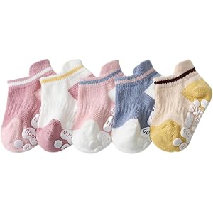 5 Pairs Baby Non Slip Boat Socks Low Cut Floor Socks for Toddler Trampoline Infants Newborn Boys Girls Gift